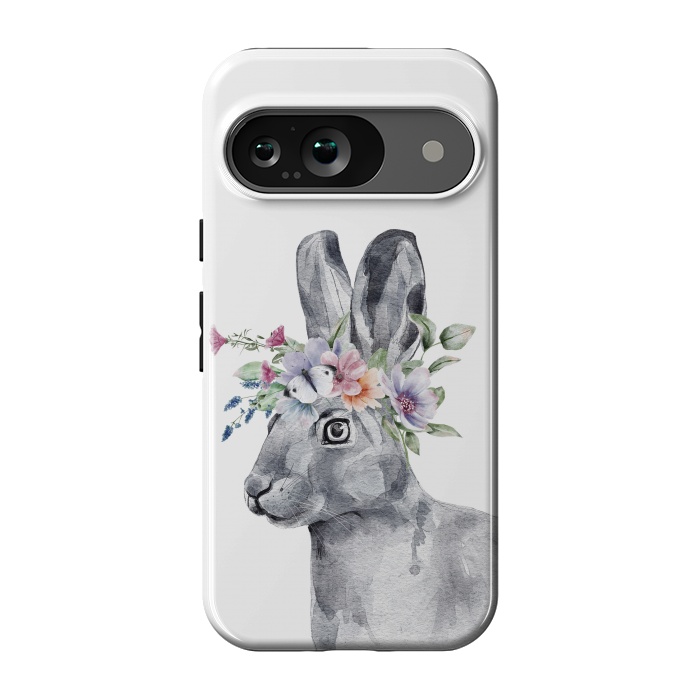 Pixel 9 StrongFit cute watercolor rabbit with flowers by haroulita