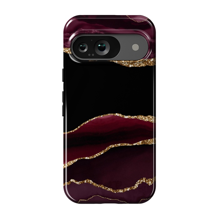 Pixel 9 StrongFit burgundy agate marble by haroulita