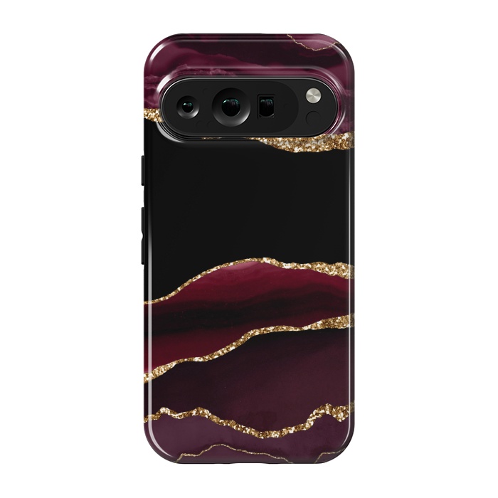 Pixel 9 pro StrongFit burgundy agate marble by haroulita