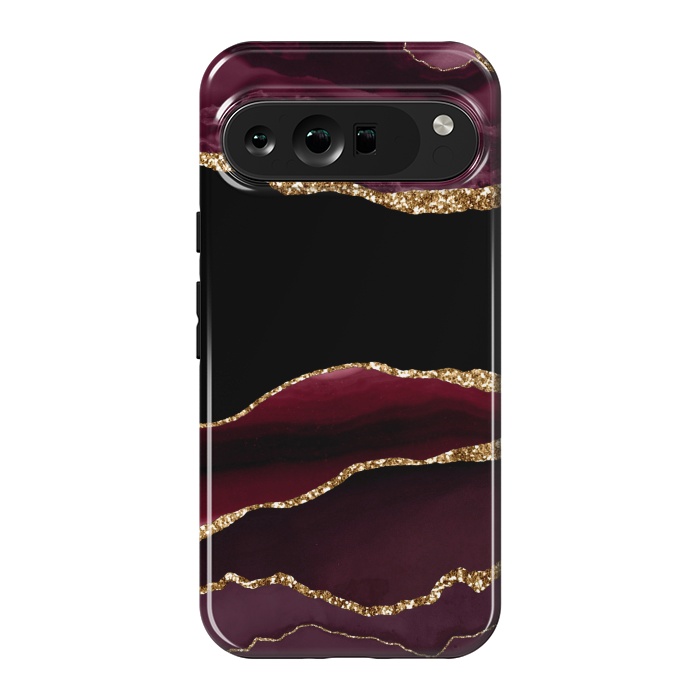 Pixel 9 Pro XL StrongFit burgundy agate marble by haroulita