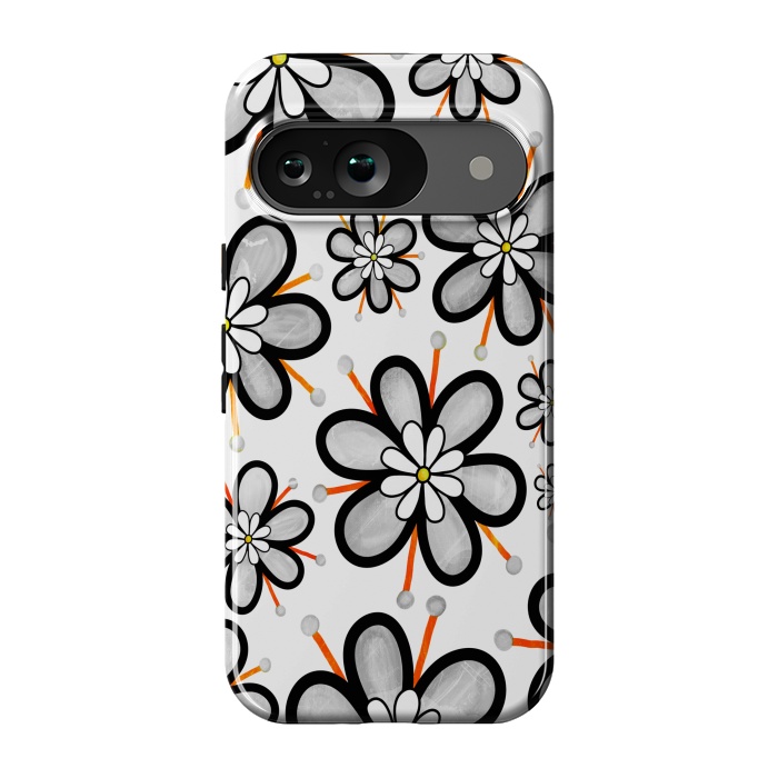 Pixel 9 StrongFit gray flowers  by haroulita