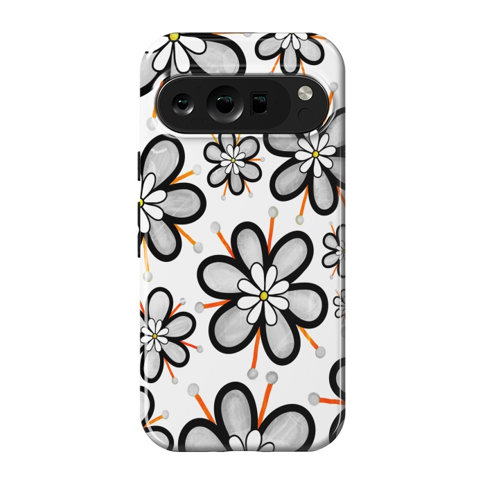 Pixel 9 pro StrongFit gray flowers  by haroulita