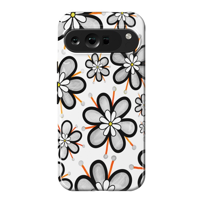 Pixel 9 Pro XL StrongFit gray flowers  by haroulita