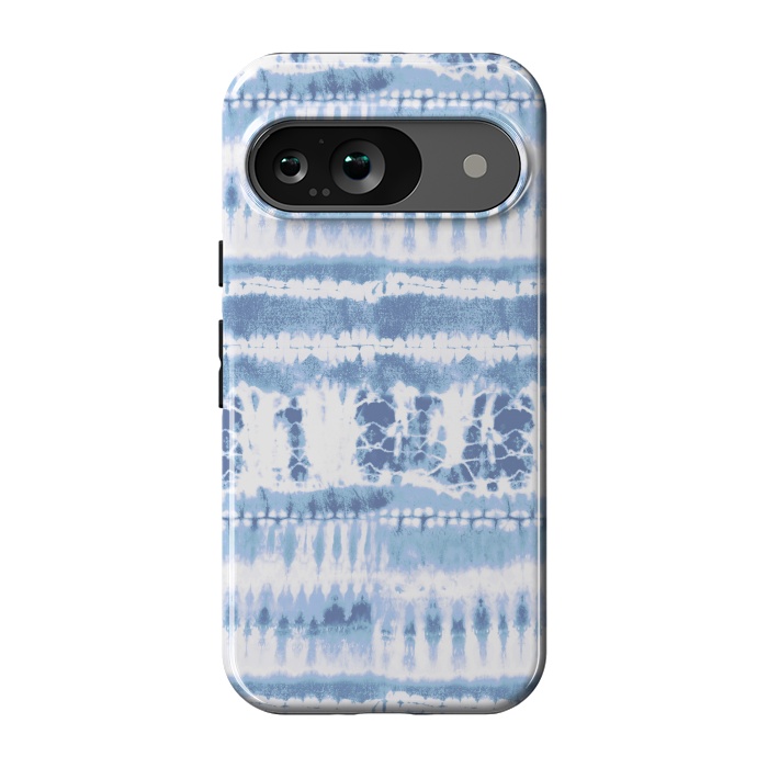 Pixel 9 StrongFit Denim blue tie-dye ethnic stripes by Oana 