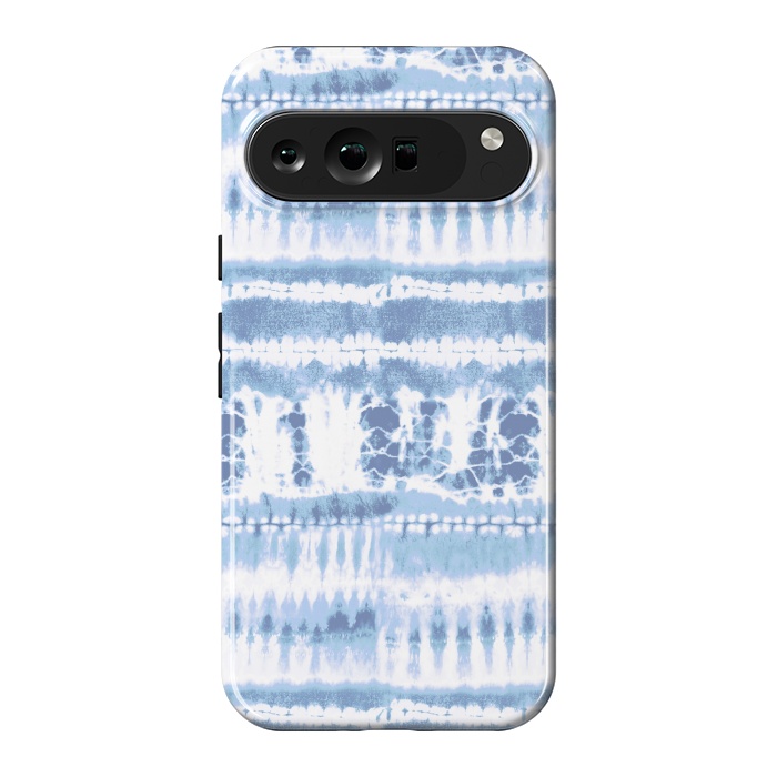 Pixel 9 Pro XL StrongFit Denim blue tie-dye ethnic stripes by Oana 