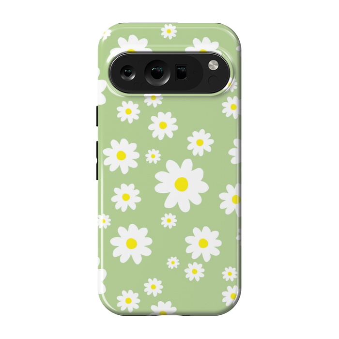 Pixel 9 pro StrongFit Spring Green Daisy Flower Pattern by Julie Erin Designs