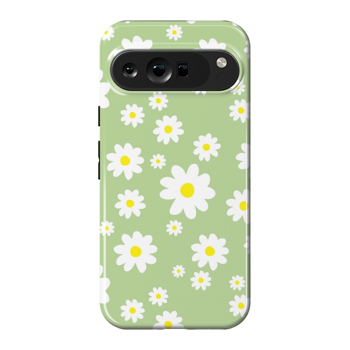 Pixel 9 Pro XL StrongFit Spring Green Daisy Flower Pattern by Julie Erin Designs