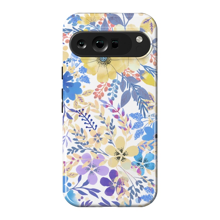 Pixel 9 Pro XL StrongFit Yellow blue watercolor wildflowers by Oana 