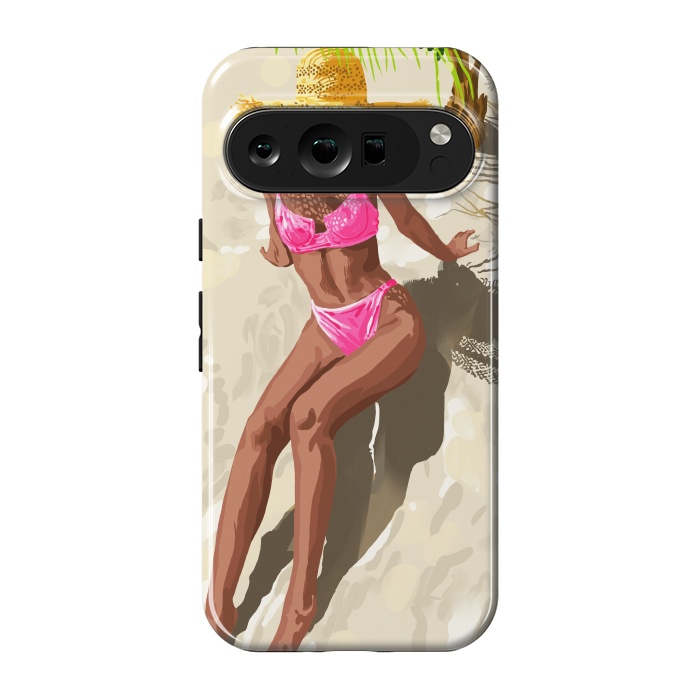 Pixel 9 pro StrongFit Sky above, sand below, peace within poster, Woman of color fashion black woman on the bikini beach by Uma Prabhakar Gokhale