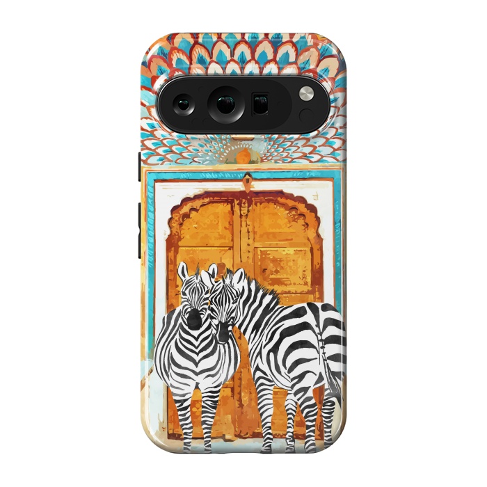 Pixel 9 pro StrongFit Take Your Stripes Wherever You Go Painting, Zebra Wildlife Architecture, Indian Palace Door Painting by Uma Prabhakar Gokhale