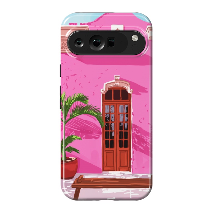 Pixel 9 Pro XL StrongFit Pink Building Architecture | Pop Art Travel House Painting | Modern Bohemian Décor Spain Palace by Uma Prabhakar Gokhale