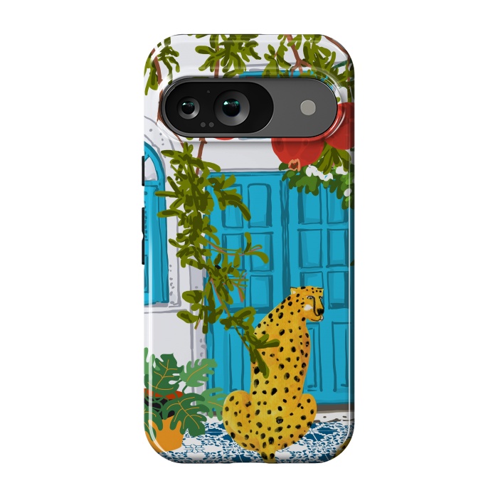 Pixel 9 StrongFit Cheetah Home, Morocco Architecture Illustration, Greece Cats Tropical Urban Jungle Pomegranate by Uma Prabhakar Gokhale