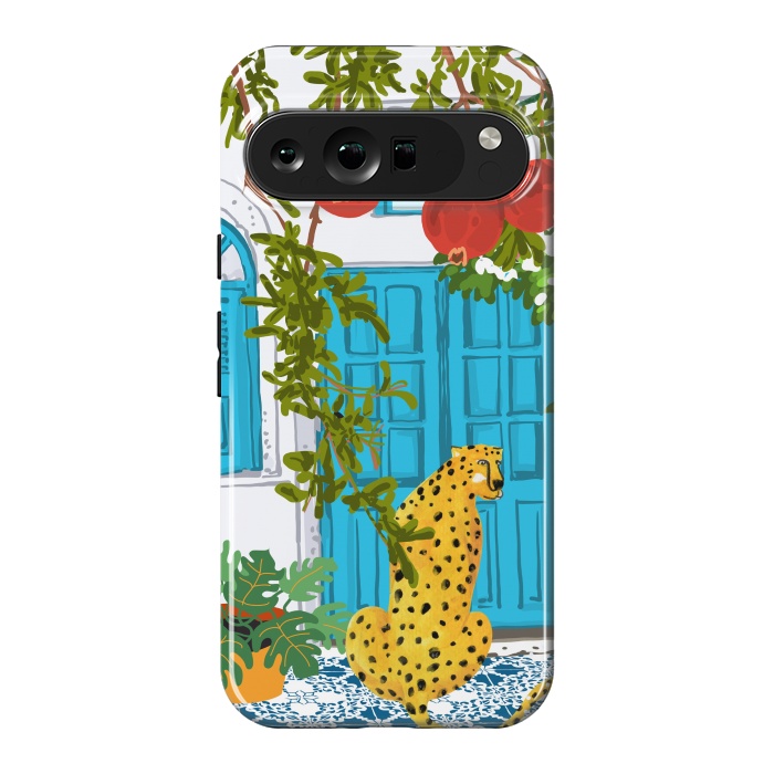 Pixel 9 Pro XL StrongFit Cheetah Home, Morocco Architecture Illustration, Greece Cats Tropical Urban Jungle Pomegranate by Uma Prabhakar Gokhale