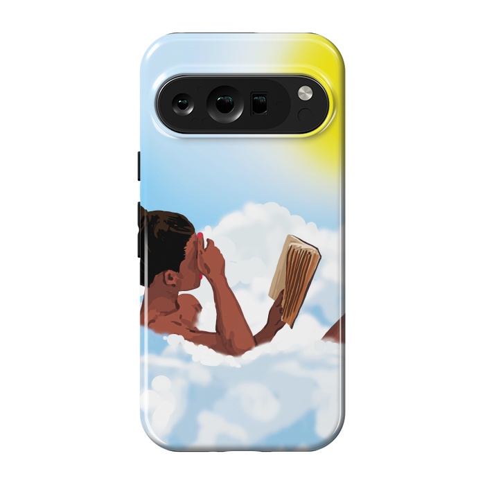 Pixel 9 pro StrongFit Reading on Clouds, Black Woman Summer Sunny Day Book Painting, Bohemian Nude by Uma Prabhakar Gokhale