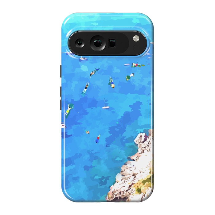 Pixel 9 Pro XL StrongFit Capri Island, Italy Tropical Travel, Nature Landscape Painting, Ocean Beach Summer Illustration by Uma Prabhakar Gokhale