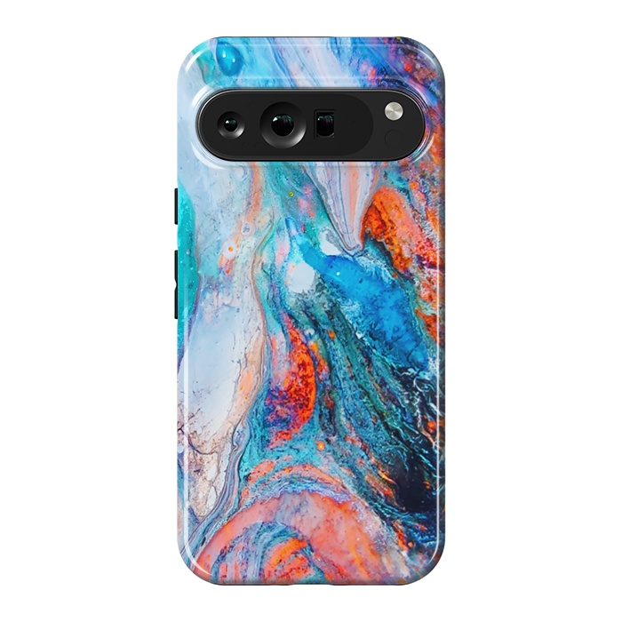 Pixel 9 Pro XL StrongFit Marble Effect Color Pouring Acrylic Abstract Painting by BluedarkArt