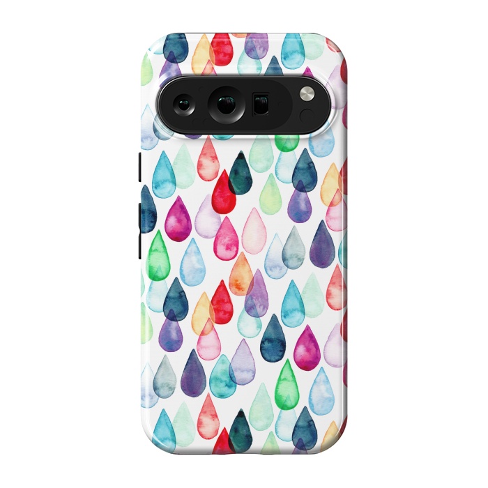 Pixel 9 pro StrongFit Watercolour Rainbow Drops by Tangerine-Tane