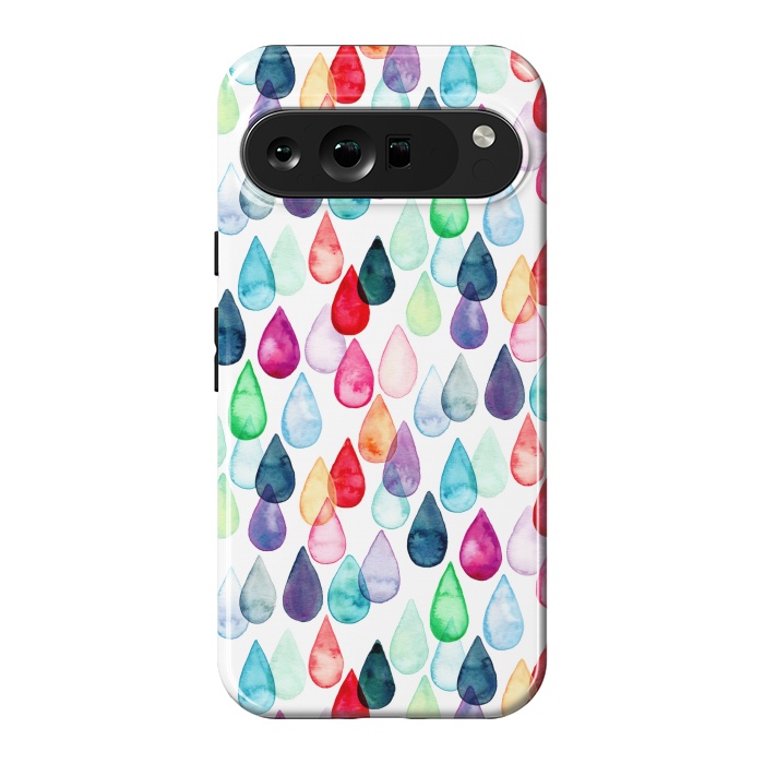 Pixel 9 Pro XL StrongFit Watercolour Rainbow Drops by Tangerine-Tane