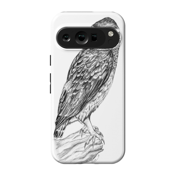 Pixel 9 pro StrongFit Little owl Athene noctua pencil artwork by Chloe Yzoard