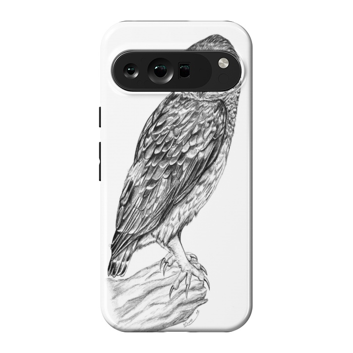 Pixel 9 Pro XL StrongFit Little owl Athene noctua pencil artwork by Chloe Yzoard