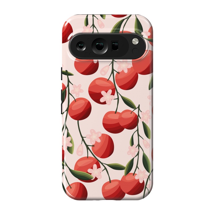 Pixel 9 pro StrongFit Orange pattern, on pale pink by Jelena Obradovic