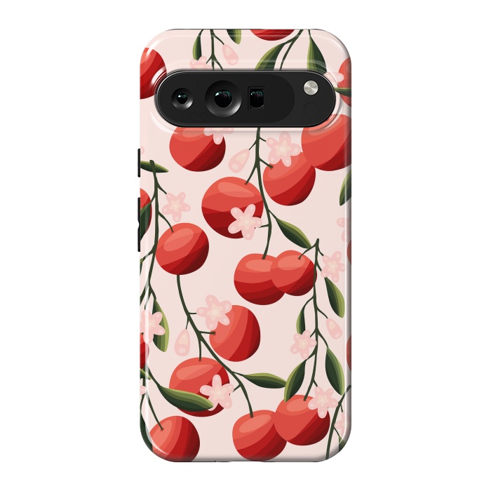 Pixel 9 Pro XL StrongFit Orange pattern, on pale pink by Jelena Obradovic