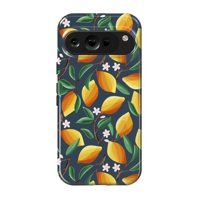 Pixel 9 pro StrongFit Lemon pattern, on dark by Jelena Obradovic