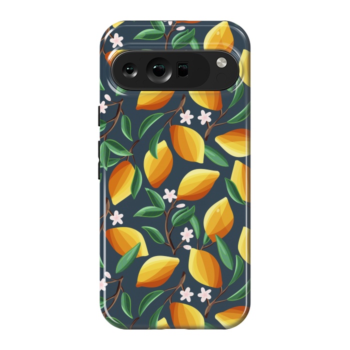 Pixel 9 Pro XL StrongFit Lemon pattern, on dark by Jelena Obradovic