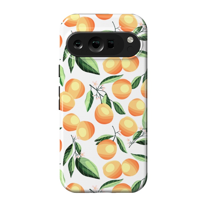 Pixel 9 pro StrongFit Orange pattern, on white by Jelena Obradovic