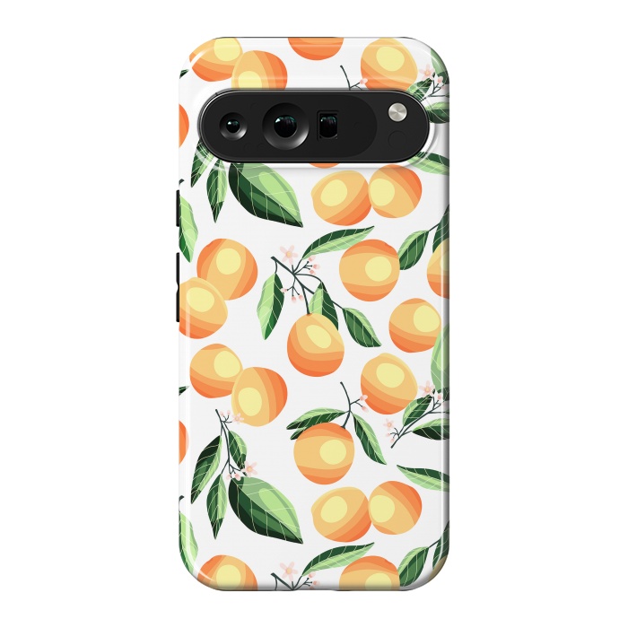 Pixel 9 Pro XL StrongFit Orange pattern, on white by Jelena Obradovic