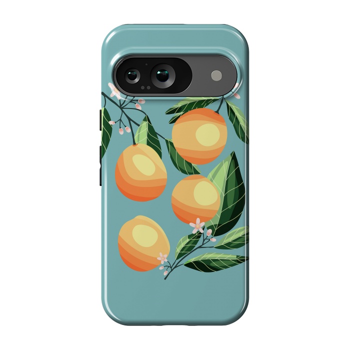 Pixel 9 StrongFit Peaches on blue by Jelena Obradovic