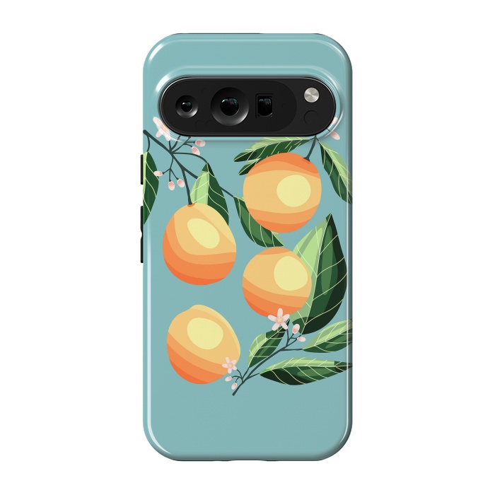 Pixel 9 pro StrongFit Peaches on blue by Jelena Obradovic