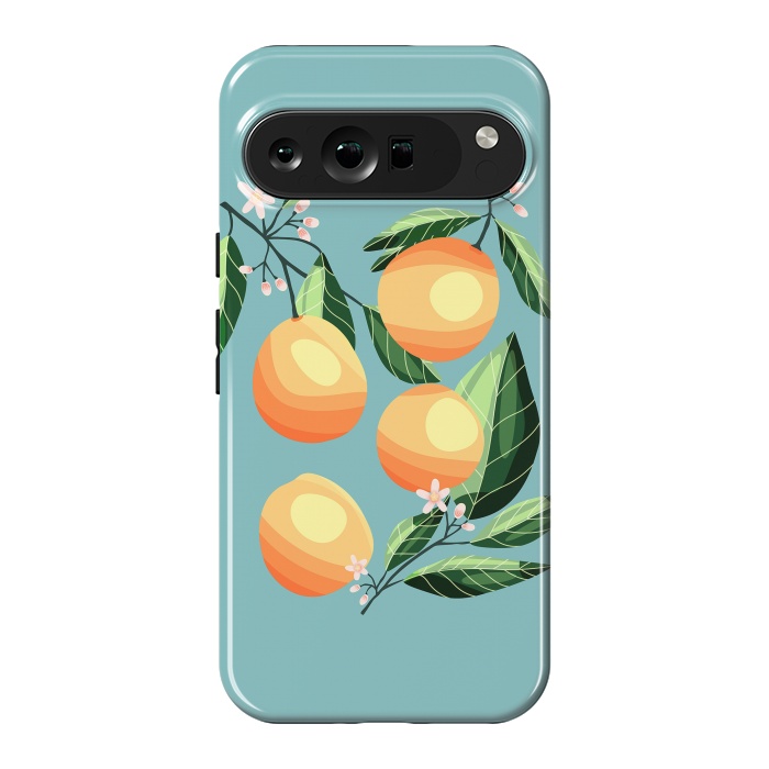 Pixel 9 Pro XL StrongFit Peaches on blue by Jelena Obradovic