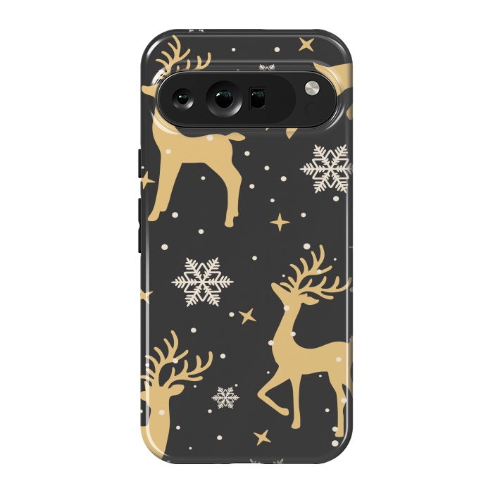 Pixel 9 Pro XL StrongFit gold deers xmas  by haroulita