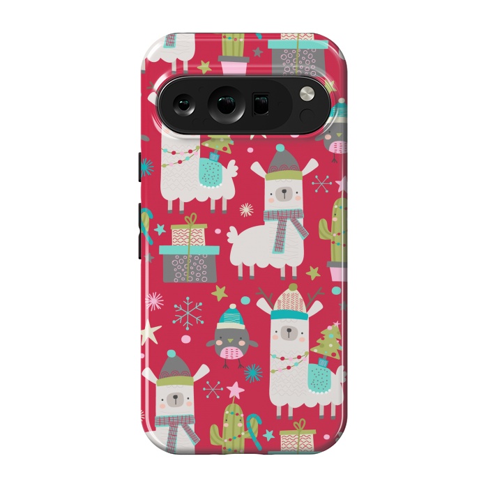 Pixel 9 pro StrongFit cute christmas llama by haroulita