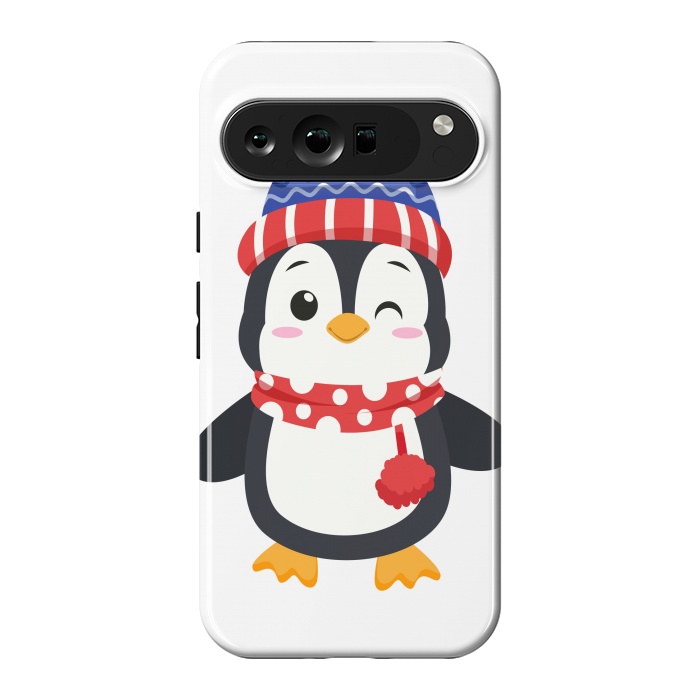 Pixel 9 Pro XL StrongFit adorable penguin with winter clothes by haroulita