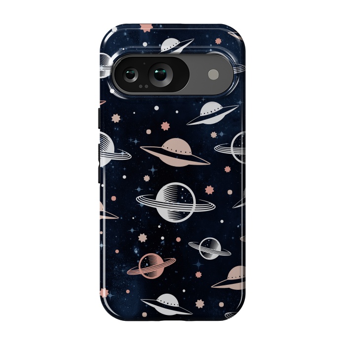 Pixel 9 StrongFit Planets and stars - space pattern - celestial pattern on navy by Oana 