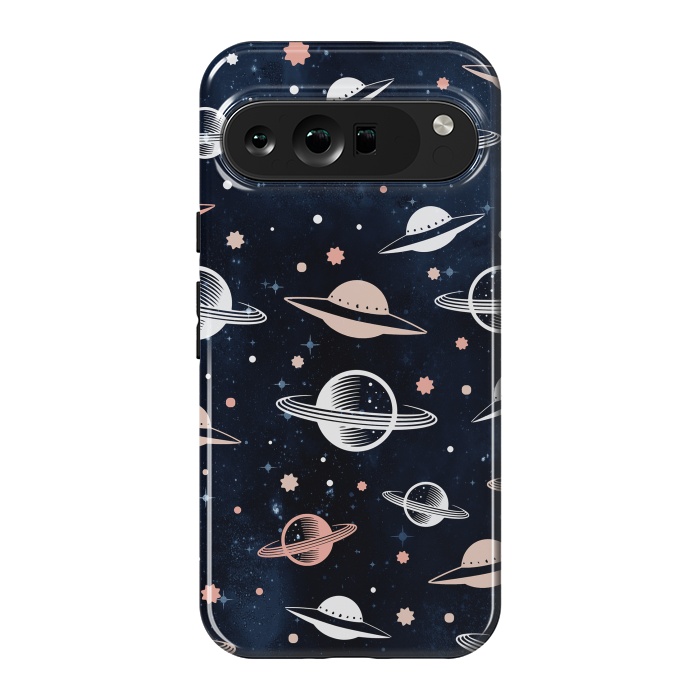 Pixel 9 Pro XL StrongFit Planets and stars - space pattern - celestial pattern on navy by Oana 