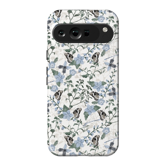 Pixel 9 Pro XL StrongFit Delicate Watercolour Butterflies and Dragonflies half-drop repeat pattern by Paula Ohreen