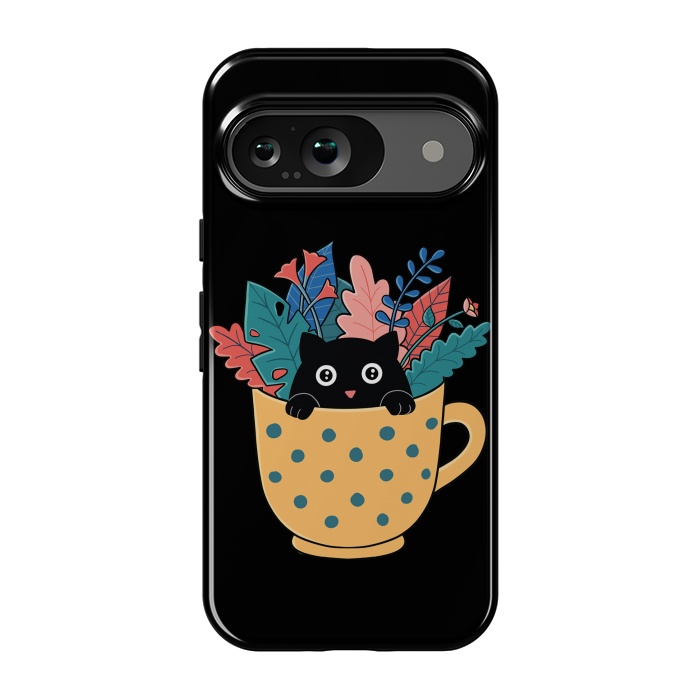 Pixel 9 StrongFit Cat and flowers by Coffee Man