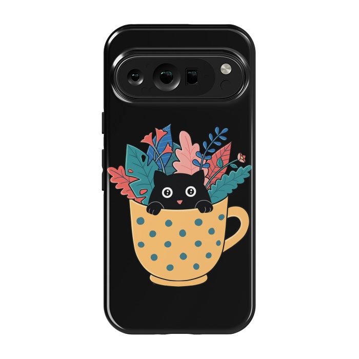 Pixel 9 pro StrongFit Cat and flowers by Coffee Man