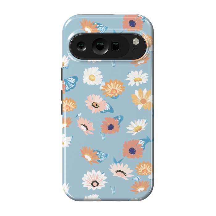 Pixel 9 pro StrongFit Pastel daisy petals and butterflies - colorful aesthetic pattern by Oana 