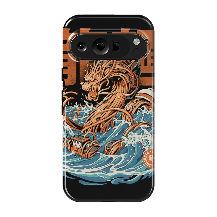 Pixel 9 pro StrongFit Black Great Ramen Dragon off Kanagawa by Ilustrata