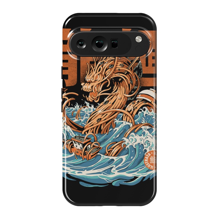 Pixel 9 Pro XL StrongFit Black Great Ramen Dragon off Kanagawa by Ilustrata