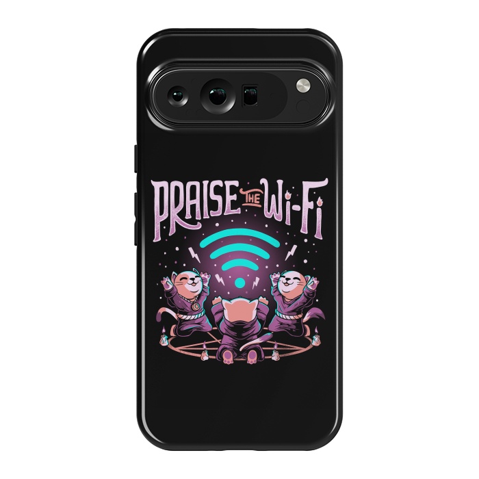 Pixel 9 Pro XL StrongFit Praise the Wifi Funny Evil Worship Cats by eduely