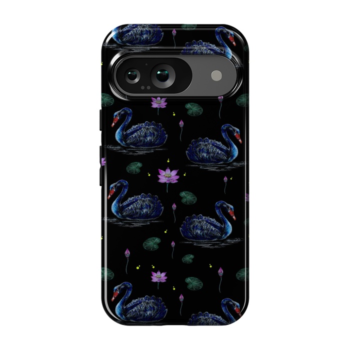 Pixel 9 StrongFit Black Swans in Lily Pond by Negin Mf