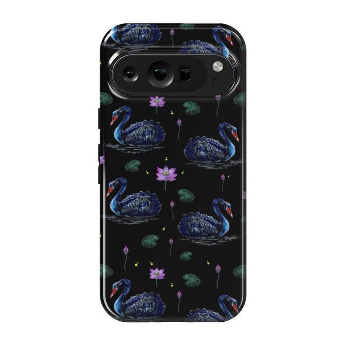 Pixel 9 pro StrongFit Black Swans in Lily Pond by Negin Mf