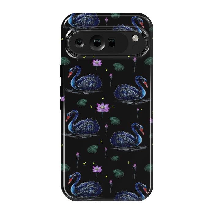 Pixel 9 Pro XL StrongFit Black Swans in Lily Pond by Negin Mf