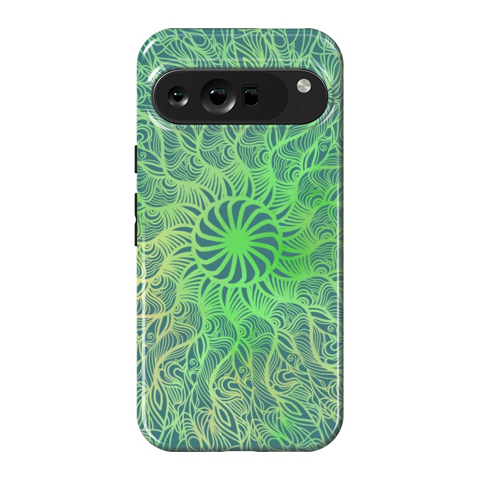 Pixel 9 Pro XL StrongFit Green dancing mandala  by Josie