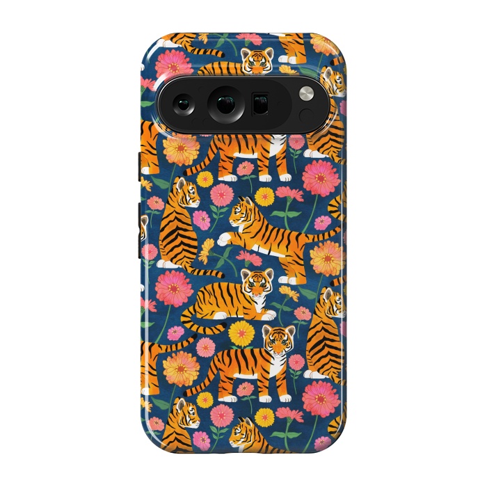 Pixel 9 pro StrongFit Tiger Cubs and Zinnias by Tangerine-Tane